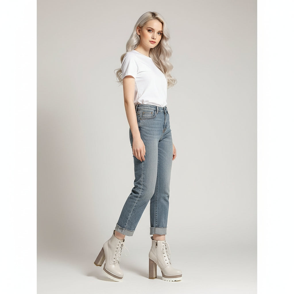 Women's Chunky Heel Waterproof Platform High Heel Boots
