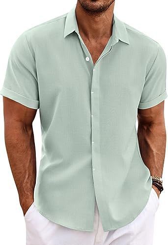 Men's Shirt Short Sleeve Casual Buckle