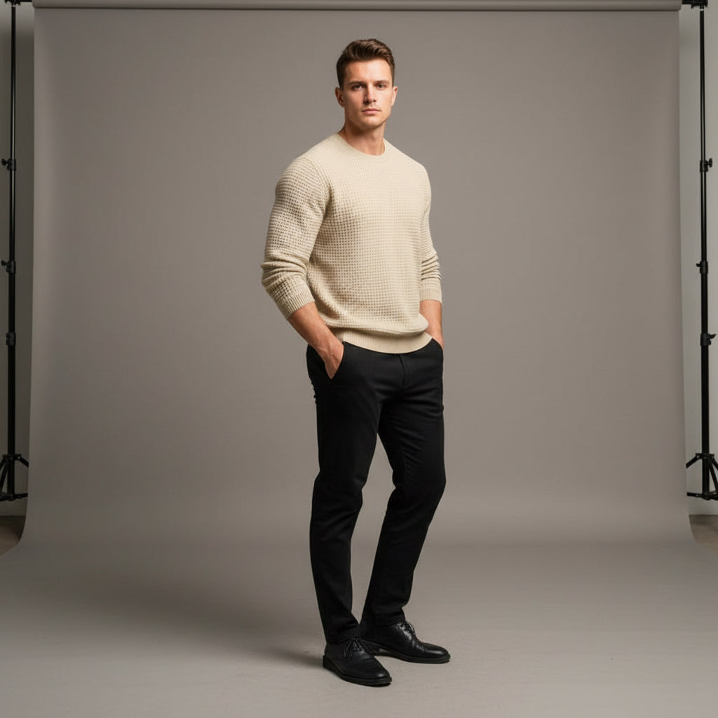 Loose And Simple Sports Jacquard Round Neck Long Sleeve Sweater