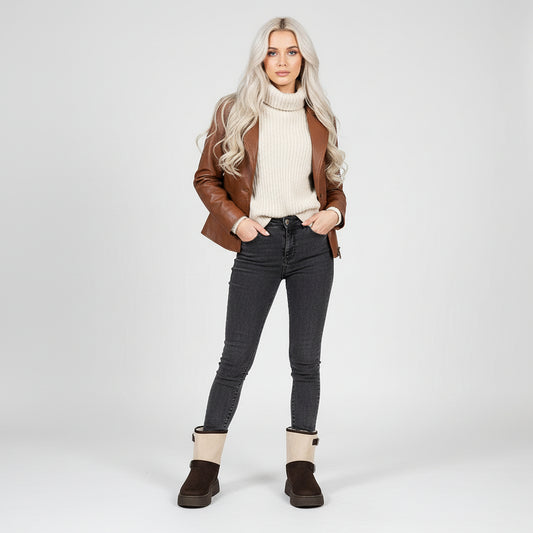 Round Toe Fashionable And Comfortable Furry Slip-on Snow Boots For Women