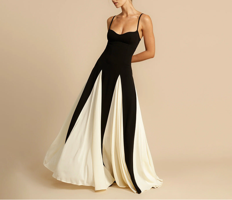 Women's Fashion Color Contrast Sling Dress