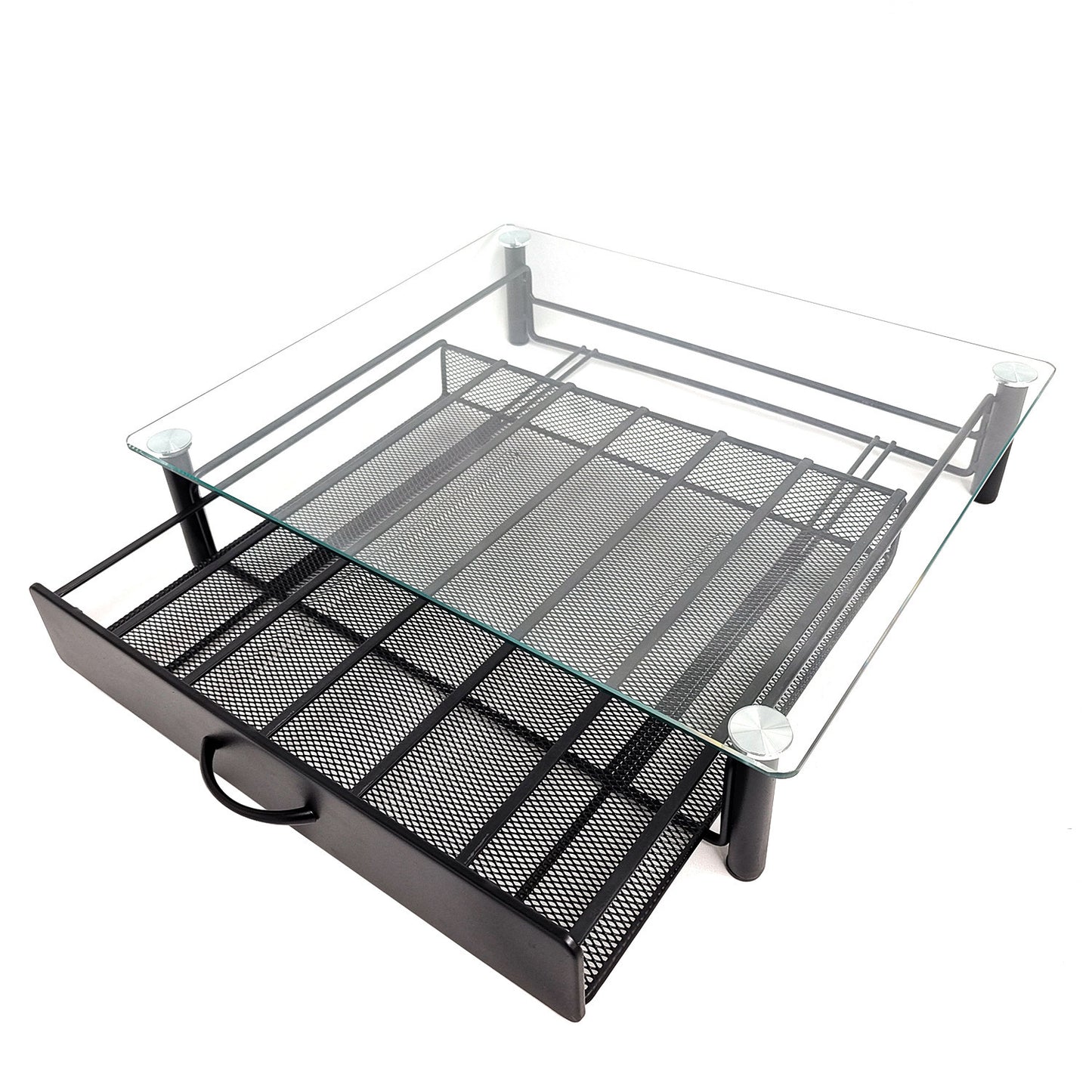 Glass Coffee Capsule Tea Room Drawer Machine Base Office Desk Surface Panel Organizing Storage Rack