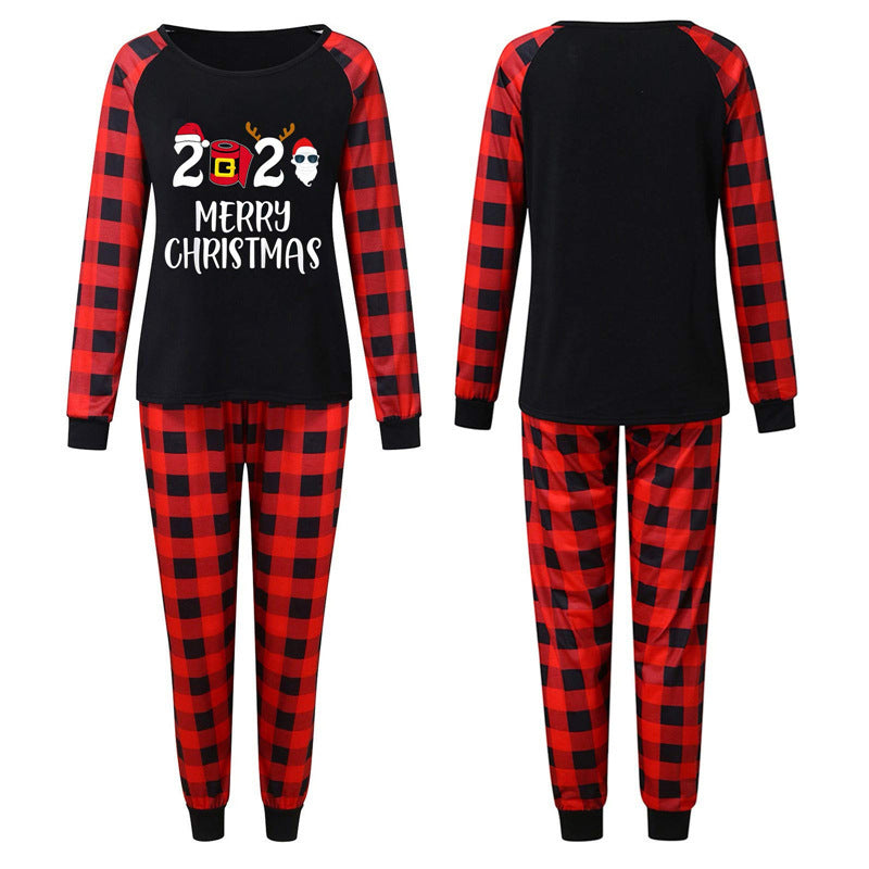 Long Sleeve Cartoon Printed Christmas Pajamas Parent-child Outfit