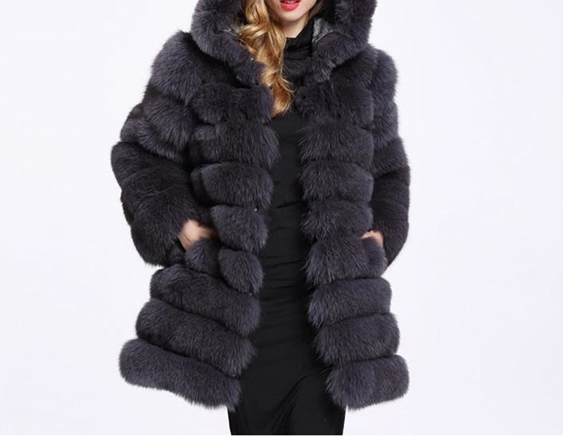 European And American Fox Fur Coat Women's Mid-length