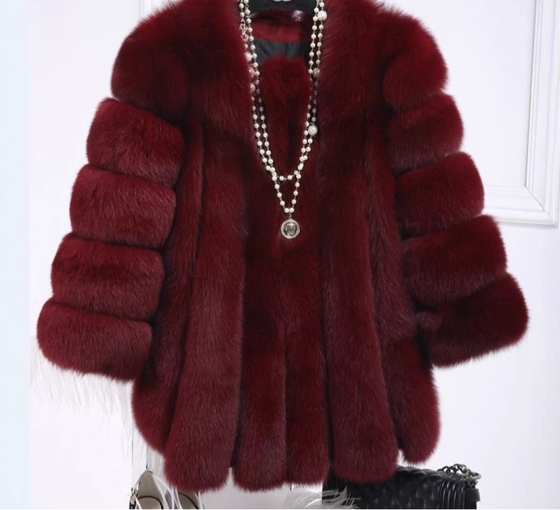 Fox Fur Mid-length Coat For Women