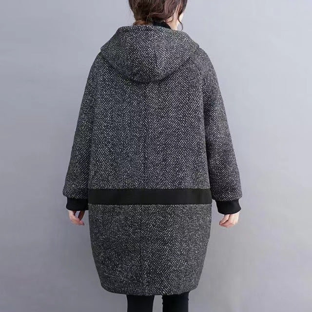 Loose Hooded Velvet Padded Thickened Coat