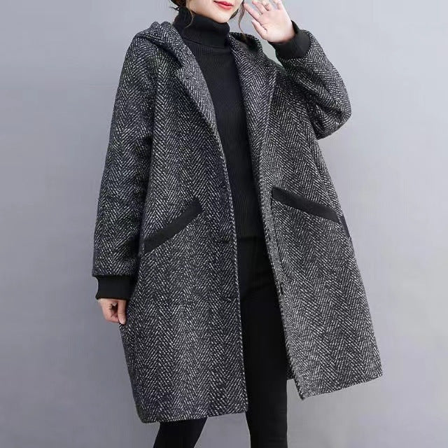 Loose Hooded Velvet Padded Thickened Coat