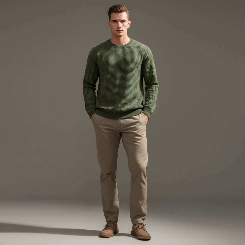 Loose And Simple Sports Jacquard Round Neck Long Sleeve Sweater