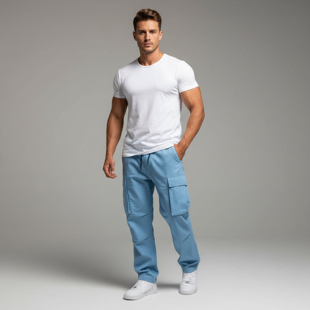 Men's Workwear Drawstring Multi-pocket Casual Pants