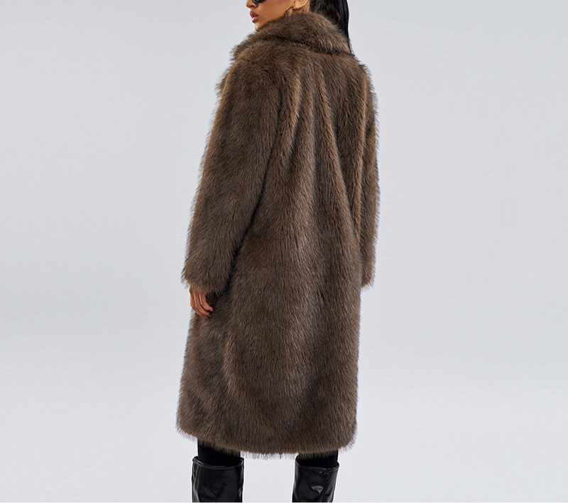 Fox Fur Extended Overcoat Coat European And American Leisure Overcoat