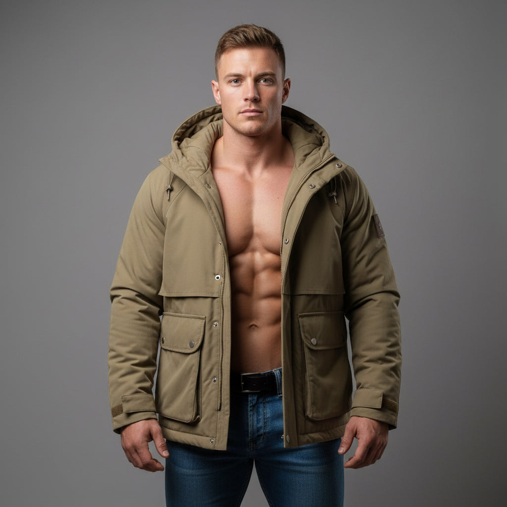 All-match Short White Duck Down Hooded Jacket Men