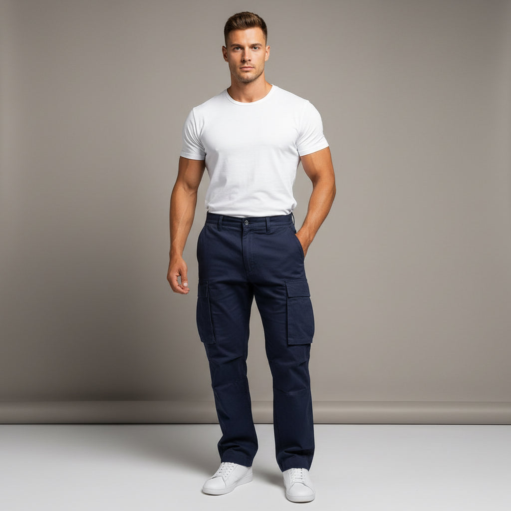 Men's Workwear Drawstring Multi-pocket Casual Pants