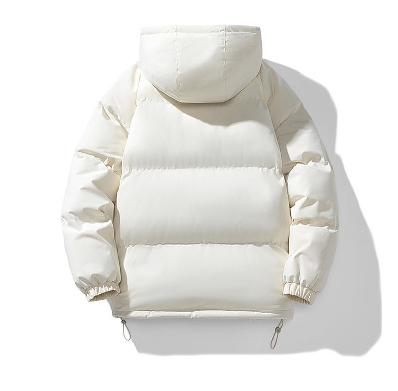 Men's Winter Solid Zip-up Thickened Cotton-padded Jacket Casual Warm Outwear