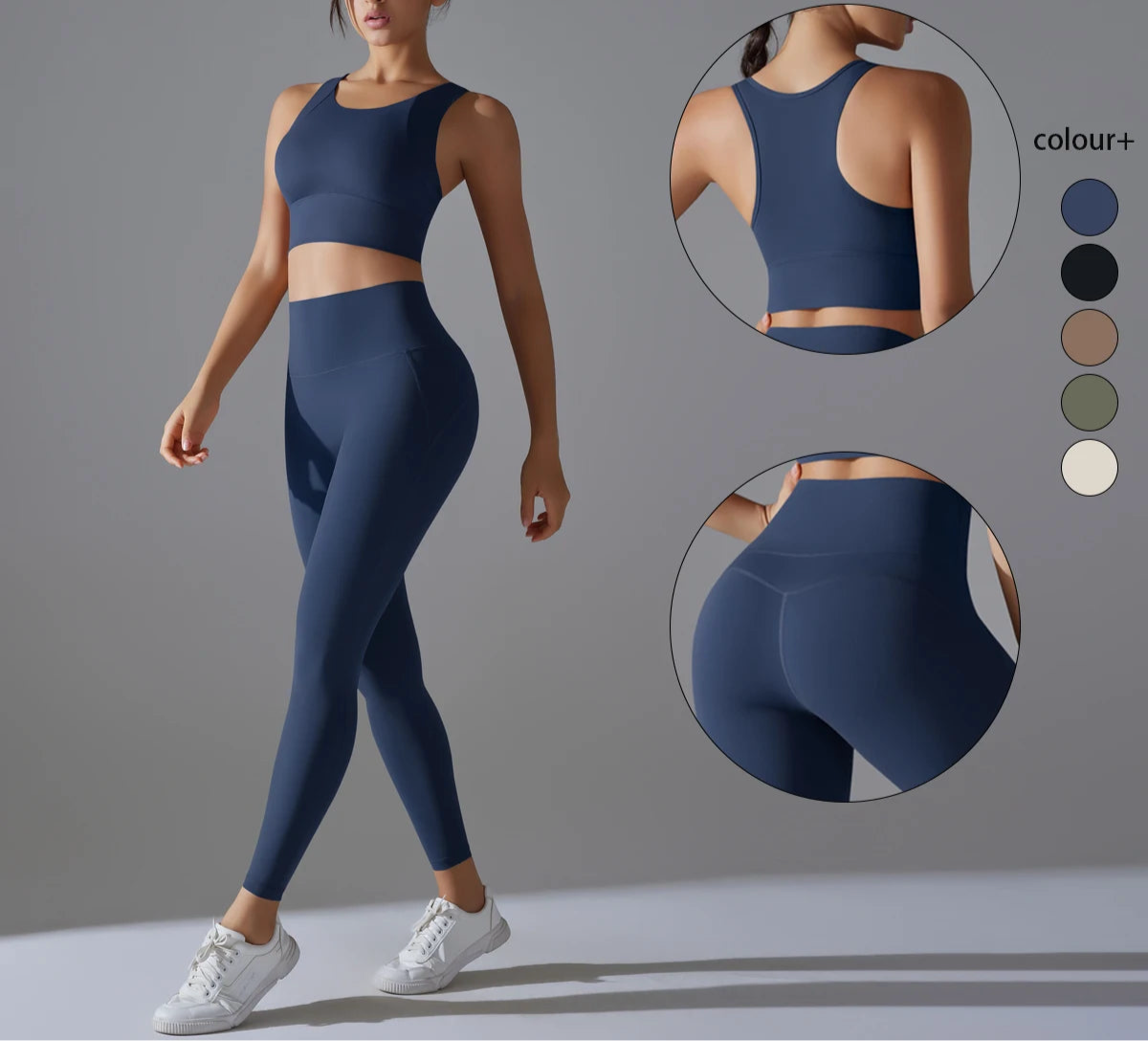 Yoga Set Women's Tracksuit Women Fitness Crop Top Shockproof Sports Bras Yoga Gym Running Pants Sportswear Running Fitness Yoga