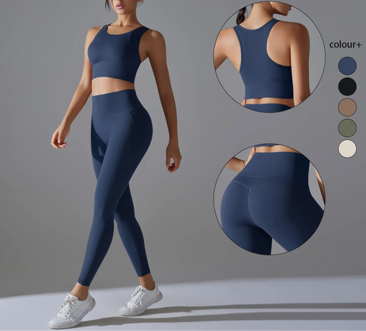 Yoga Set Women's Tracksuit Women Fitness Crop Top Shockproof Sports Bras Yoga Gym Running Pants Sportswear Running Fitness Yoga