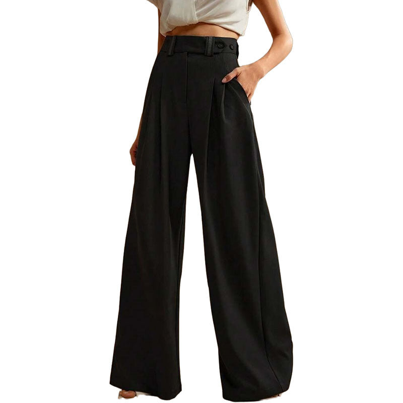 High Waist Temperament Draping Wide-leg Trousers For Women