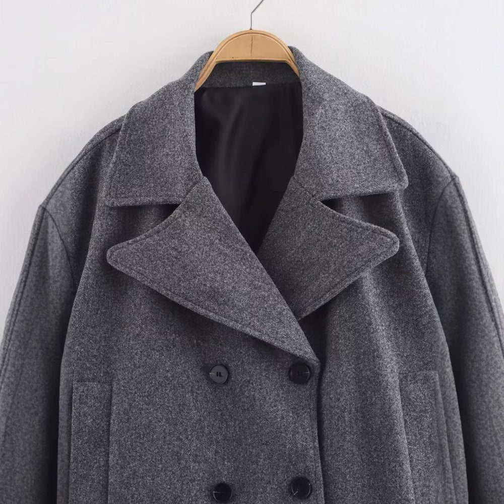 Gray Suit Woolen Jacket Short Coat