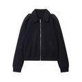 Women's Navy Blue Turn-down Collar Coat