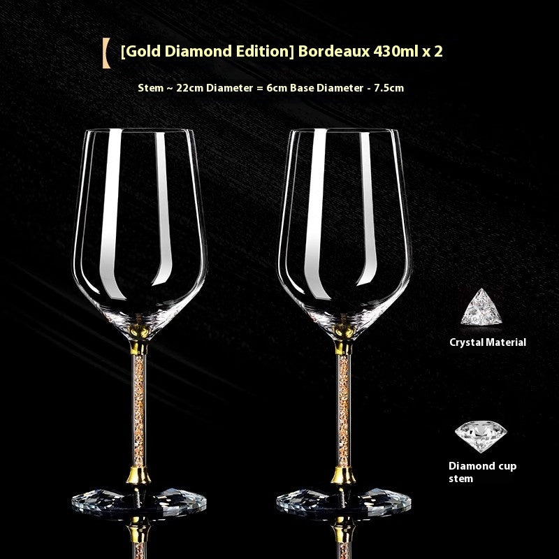 Crystal White Diamond Gold Foil Goblet Wine Glass