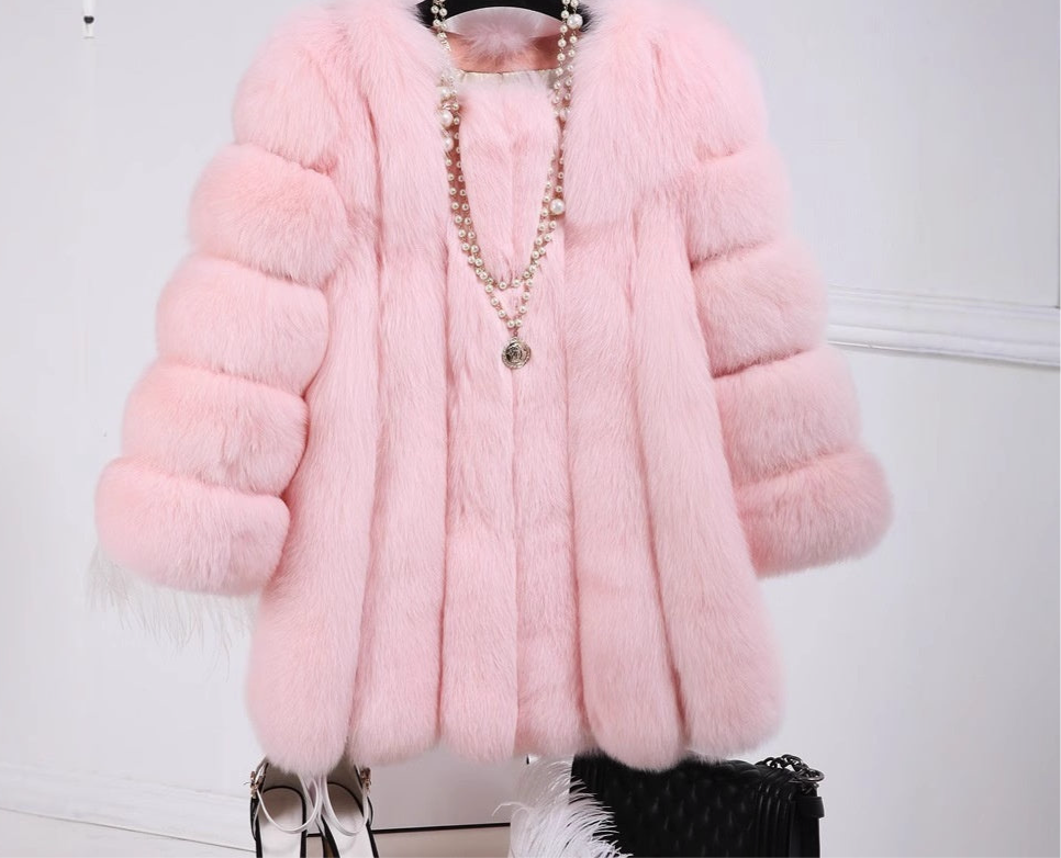 Fox Fur Mid-length Coat For Women