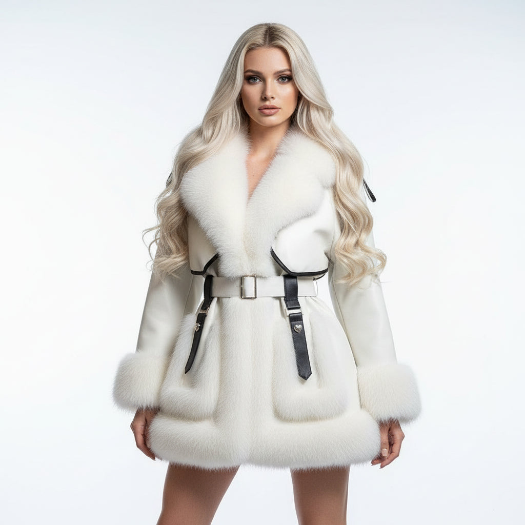 Elegant Big Fur Collar Fur Fur Coat For Women