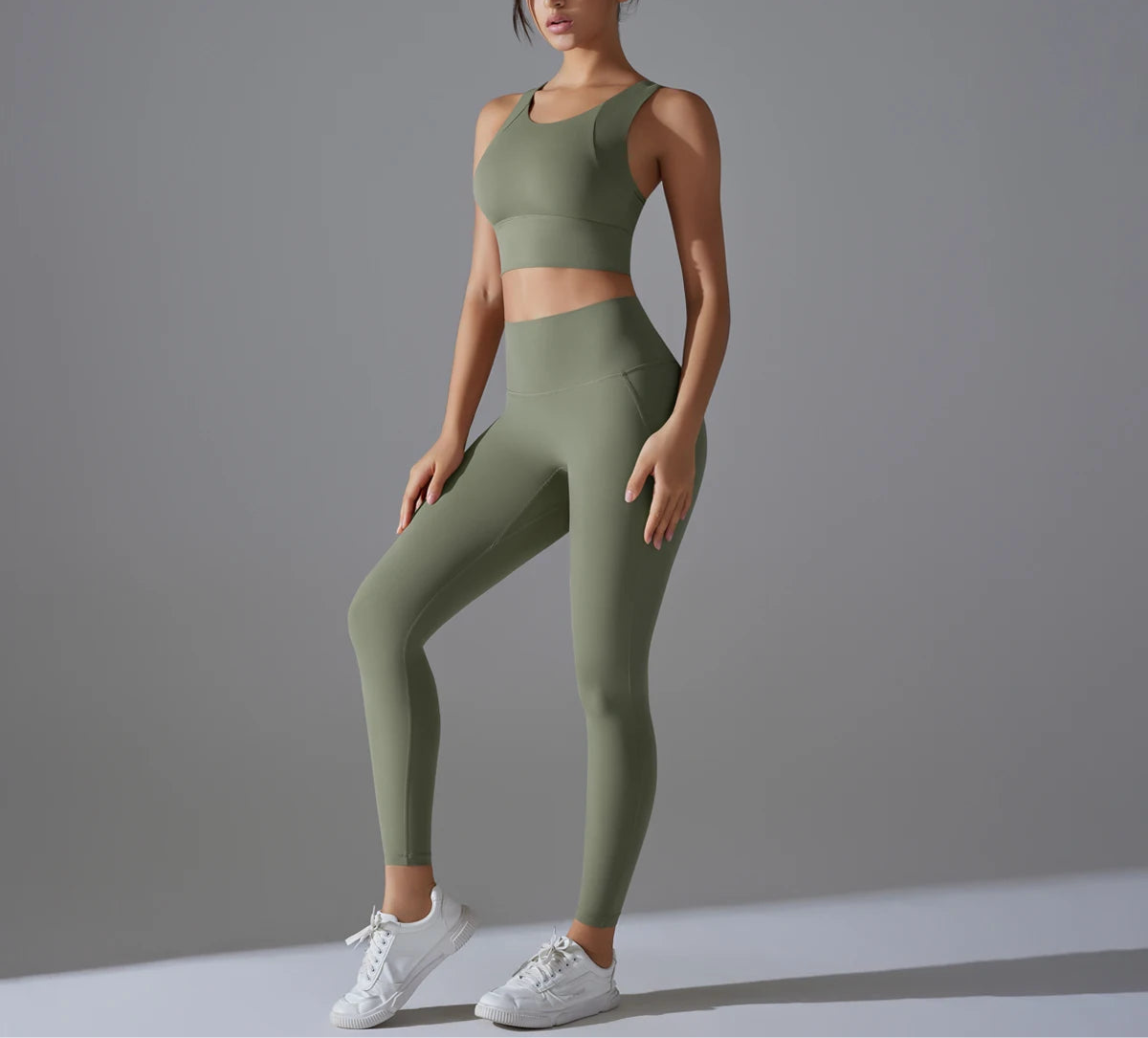 Yoga Set Women's Tracksuit Women Fitness Crop Top Shockproof Sports Bras Yoga Gym Running Pants Sportswear Running Fitness Yoga