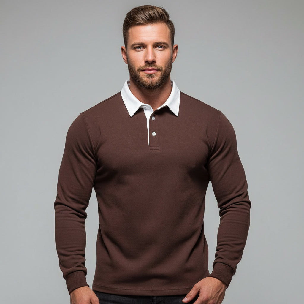 Casual Versatile Long Sleeves Polo Collar Sweater