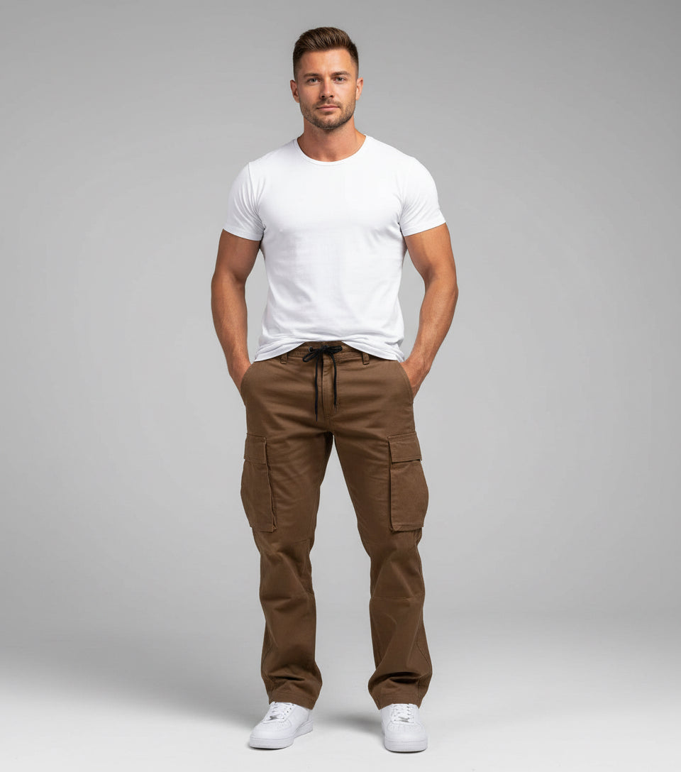 Men's Workwear Drawstring Multi-pocket Casual Pants