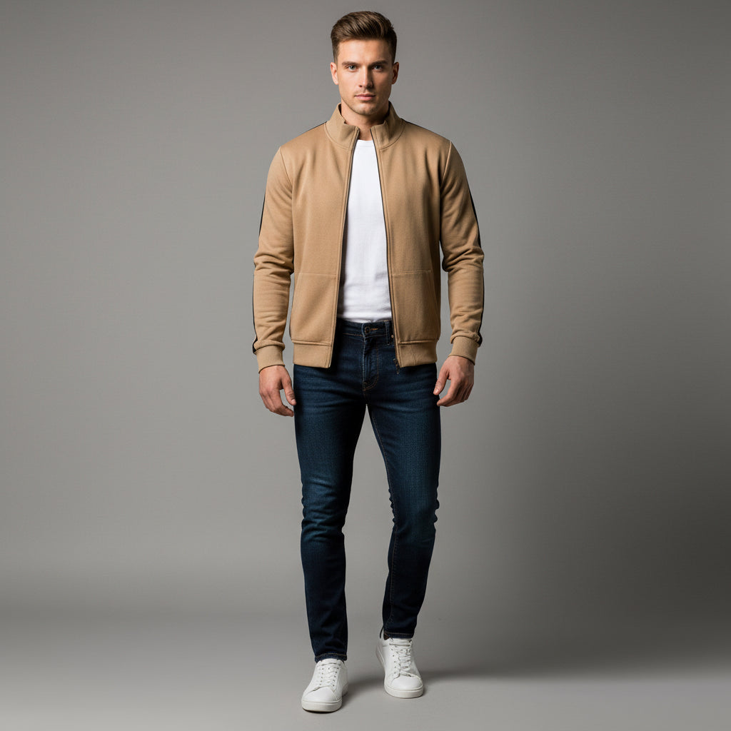 All-matching Men's Sports Contrast Color Casual Cardigan