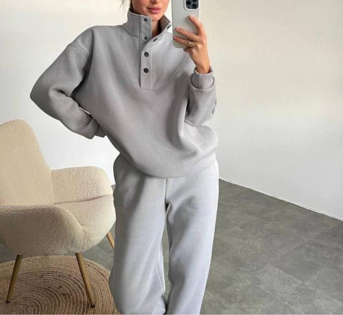 Oversized Solid Casual Pullovers Long Pant Set Warm Hoodie New Tracksuit Suit Fashion Pant Sets Sets For Women 2 Pieces