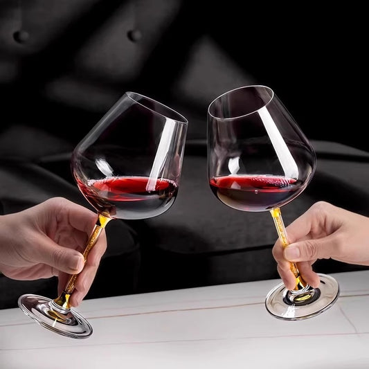 Crystal White Diamond Gold Foil Goblet Wine Glass