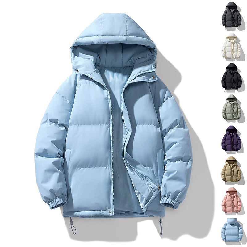 Men's Winter Solid Zip-up Thickened Cotton-padded Jacket Casual Warm Outwear