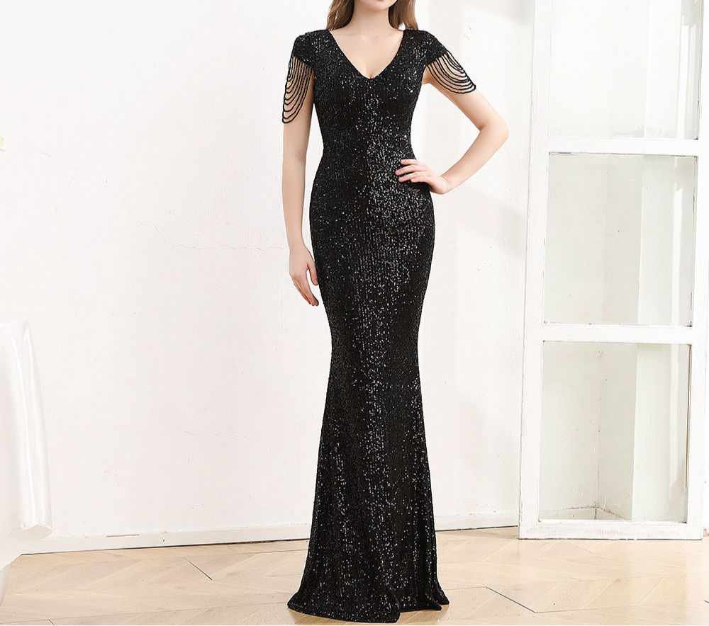 Sequined Slim Fit Slimming Long Dress Women