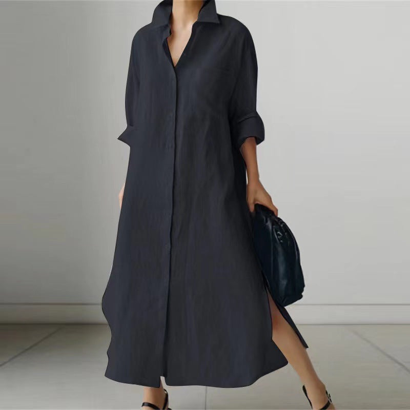Slit Shirt Long Dress