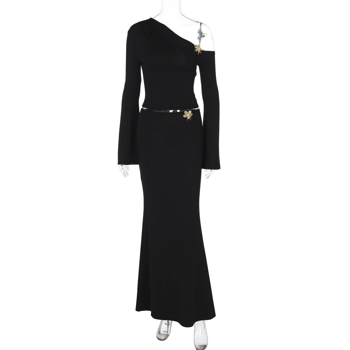 Slim Skirt Suit | Long Sleeve Top And High Waist Long Skirt