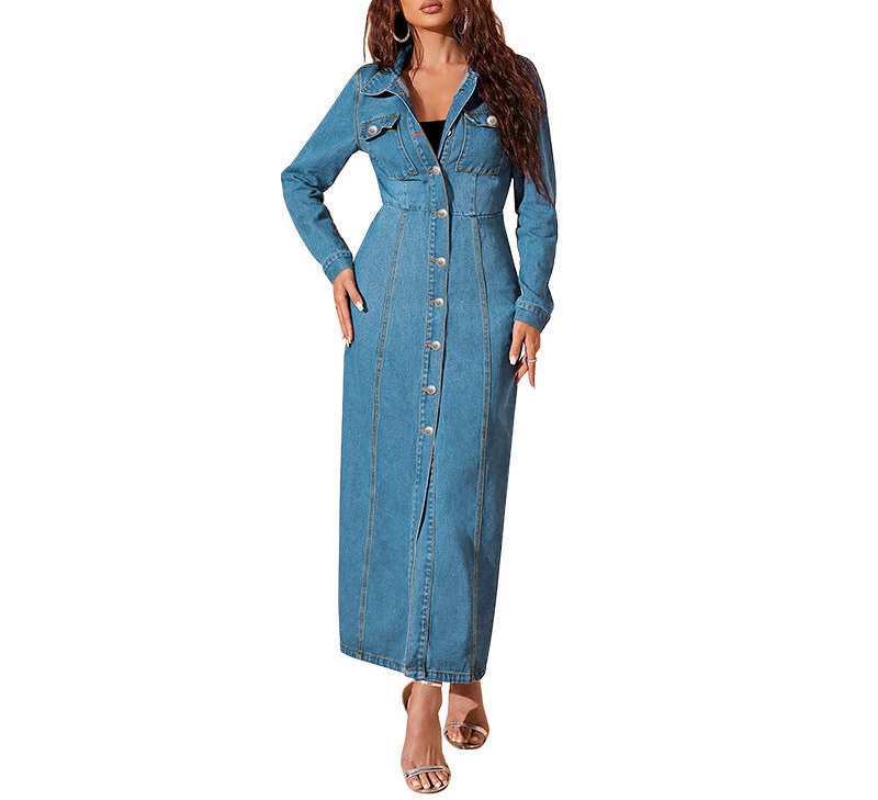Denim Button Cardigan Jacket Dress