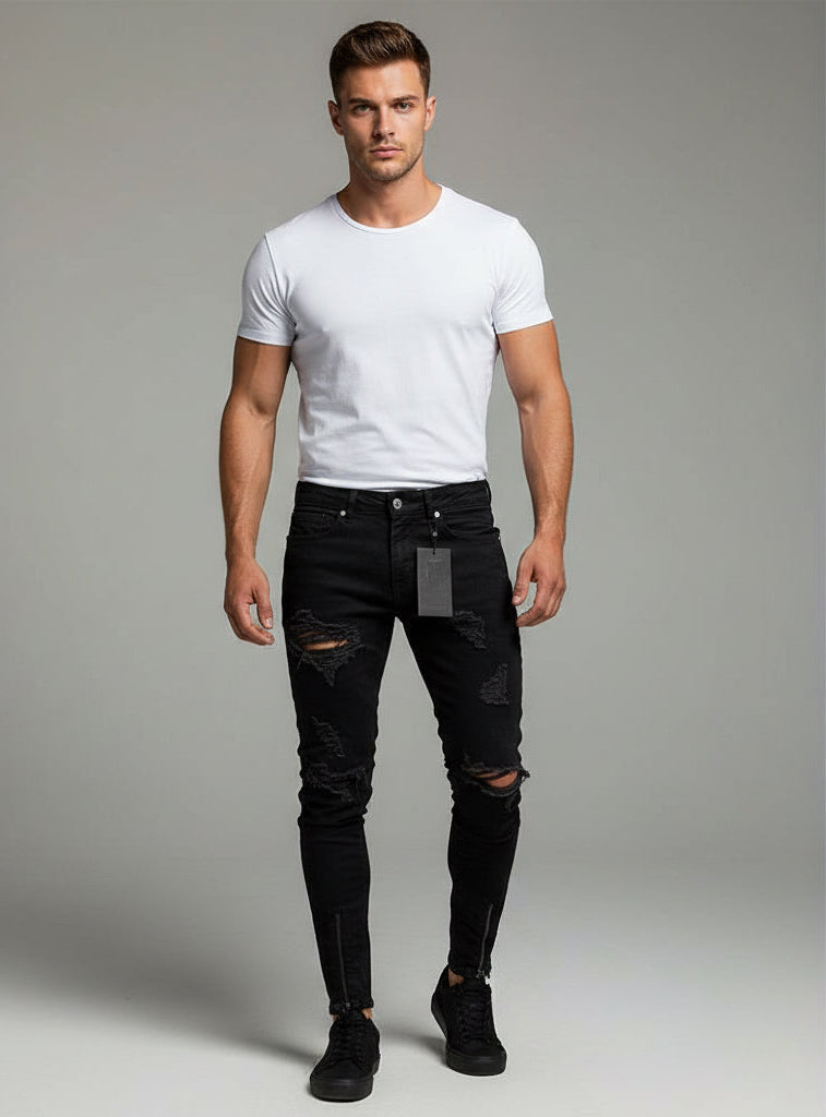 Pants Jeans For Men Trousers Long Basic Broken Clothes