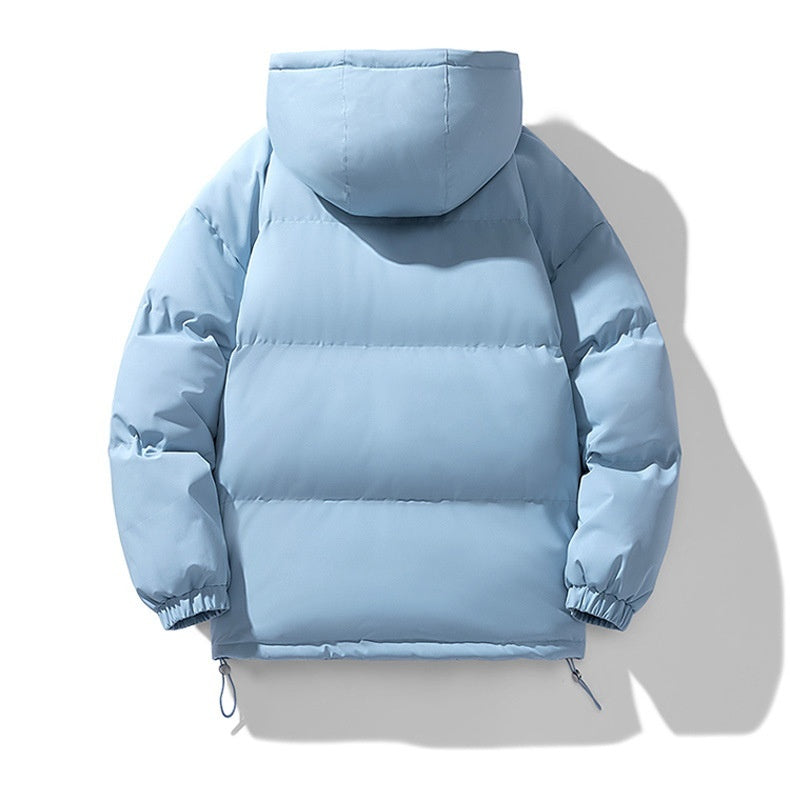 Men's Winter Solid Zip-up Thickened Cotton-padded Jacket Casual Warm Outwear