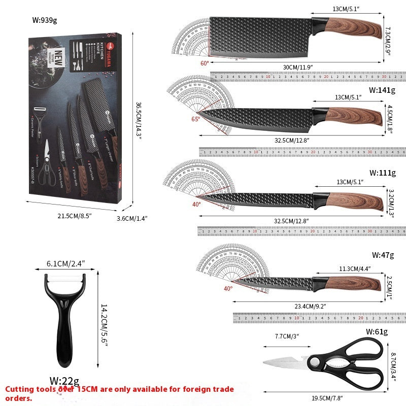 Household Stainless Steel Knife Diamond Six-piece Set