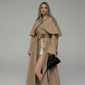 Loose Lapels Long Sleeve Trench Coat Mid-length Coat For Women