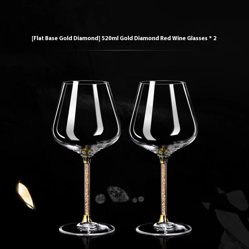 Crystal White Diamond Gold Foil Goblet Wine Glass