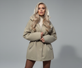 Stand-collar Mid-length Windbreaker Drawstring Waist Jacket