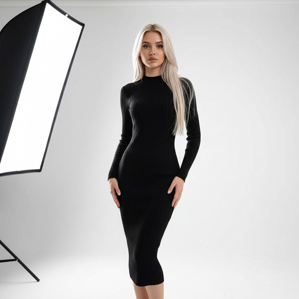 Round Neck Knitted Dress Stretch Slim