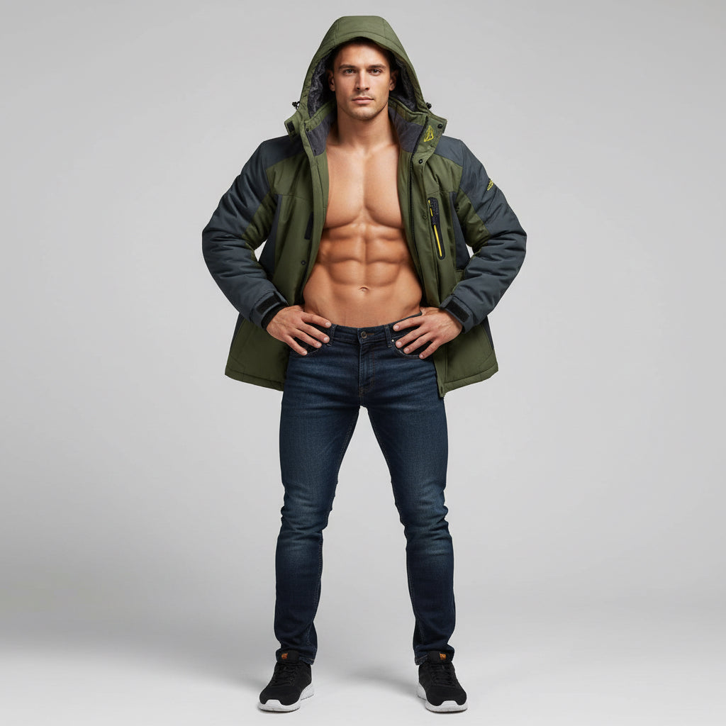 Winter Long Sleeved Windproof Ski Jacket Down