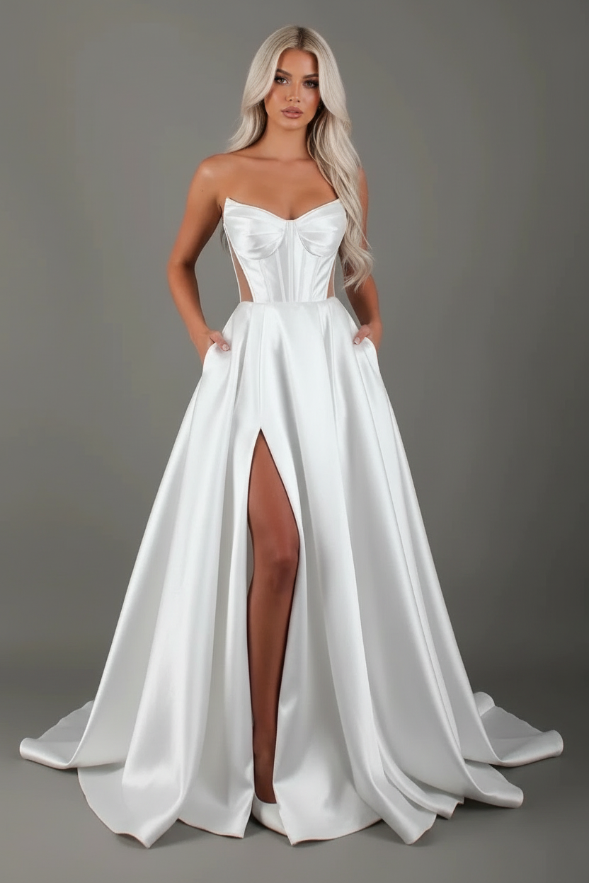 White Satin Dress