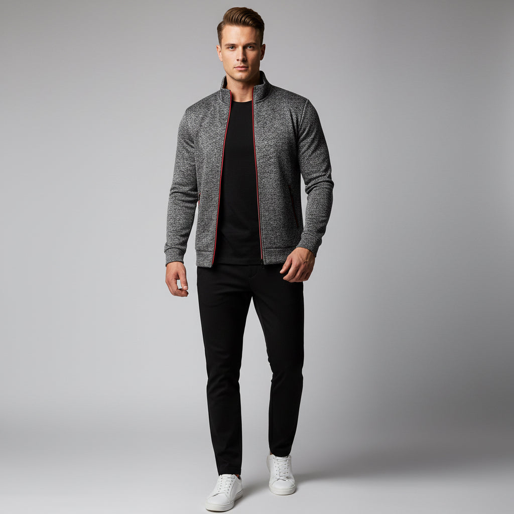 Men's Long Zipper Sweater Coat