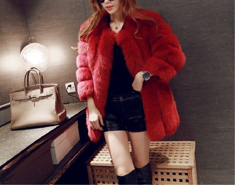 Fox Fur Mid-length Coat For Women