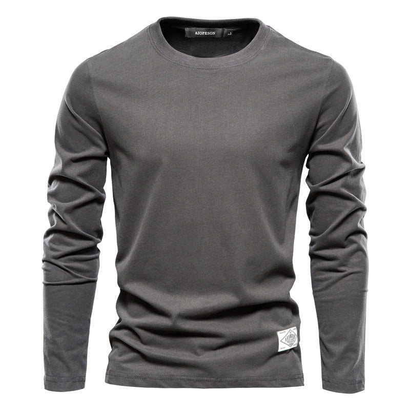 Men's Fashion Casual Exercise Outer Wear Round Neck Cotton Base Shirt