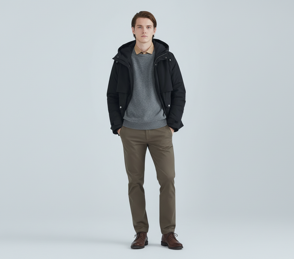 All-match Short White Duck Down Hooded Jacket Men