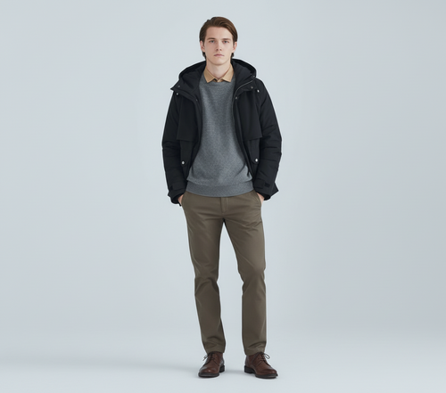 All-match Short White Duck Down Hooded Jacket Men